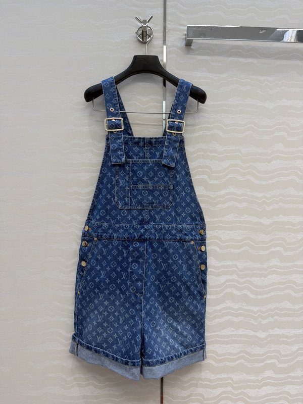 레트로 워싱 블루 데님 오버롤 팬츠 001-233507