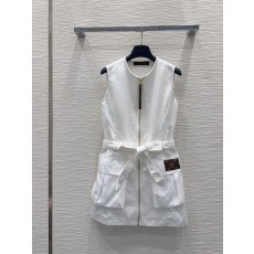 루이비통 뉴 화이트 민소매 원피스 001-233522