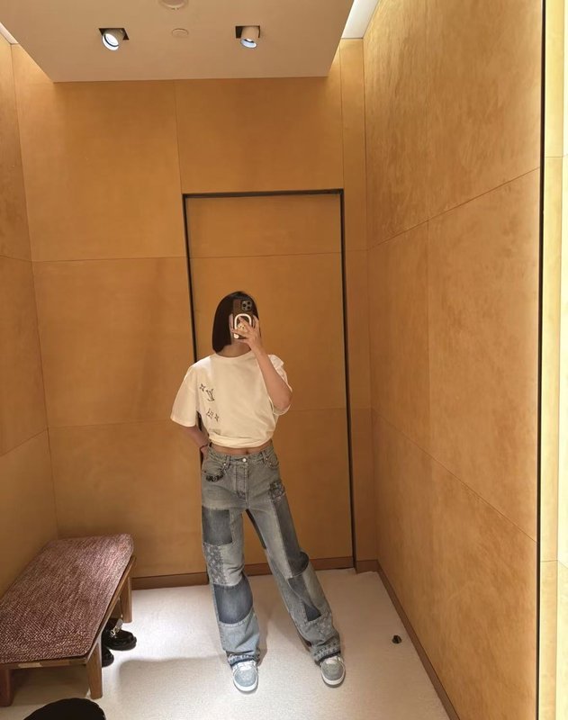 루이비통 빈티지 워싱 패치워크 데님 팬츠 001-233532