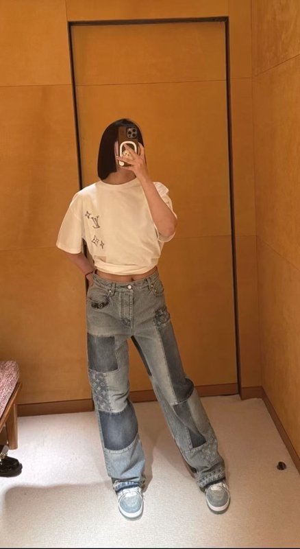 루이비통 빈티지 워싱 패치워크 데님 팬츠 001-233532