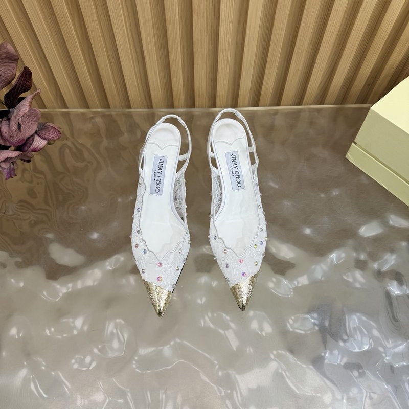 지미추 레이스 스팽클 뾰족구두 힐 샌들 001-233763