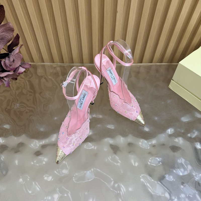 지미추 레이스 스팽글 뾰족구두 힐 샌들 001-233772