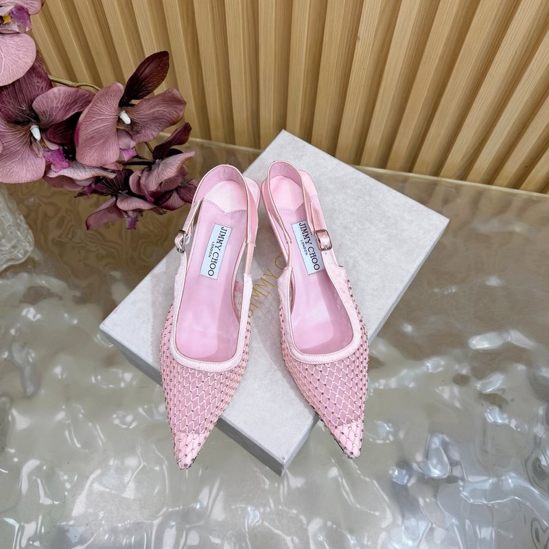 지미추 레이스 스팽클 메쉬 뾰족구두 001-233784