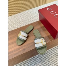 구찌 더블 G 캔버스 가죽 플립플롭 샌들 001-233853