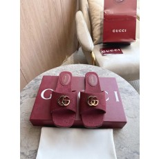 구찌 더블 G 버건디 캔버스 샌들 001-233966