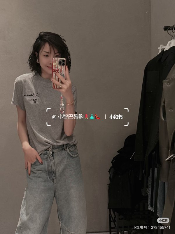 로에베 자수 라운드넥 반팔 티셔츠 001-234027