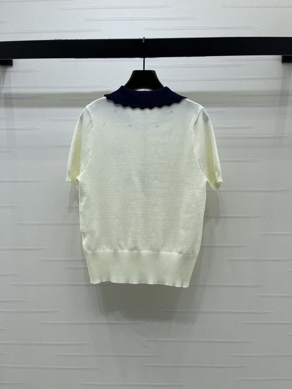 로에베 칼라 니트 반팔 티셔츠 001-234080