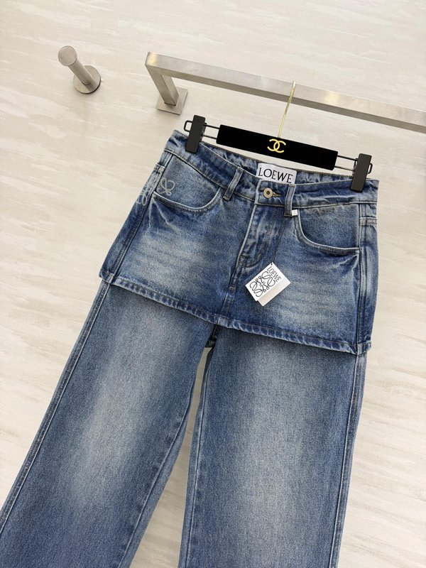 가짜 투 레이어드 와이드 데님 팬츠 001-234119