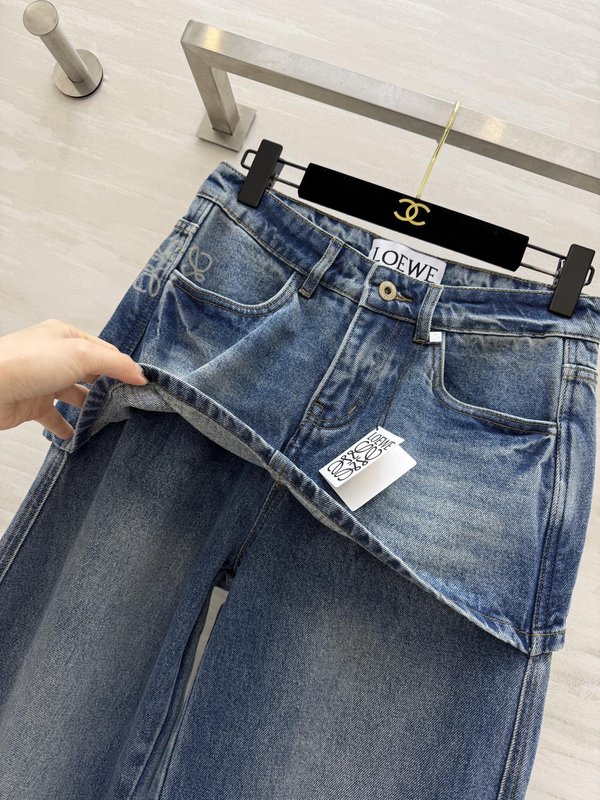 가짜 투 레이어드 와이드 데님 팬츠 001-234119