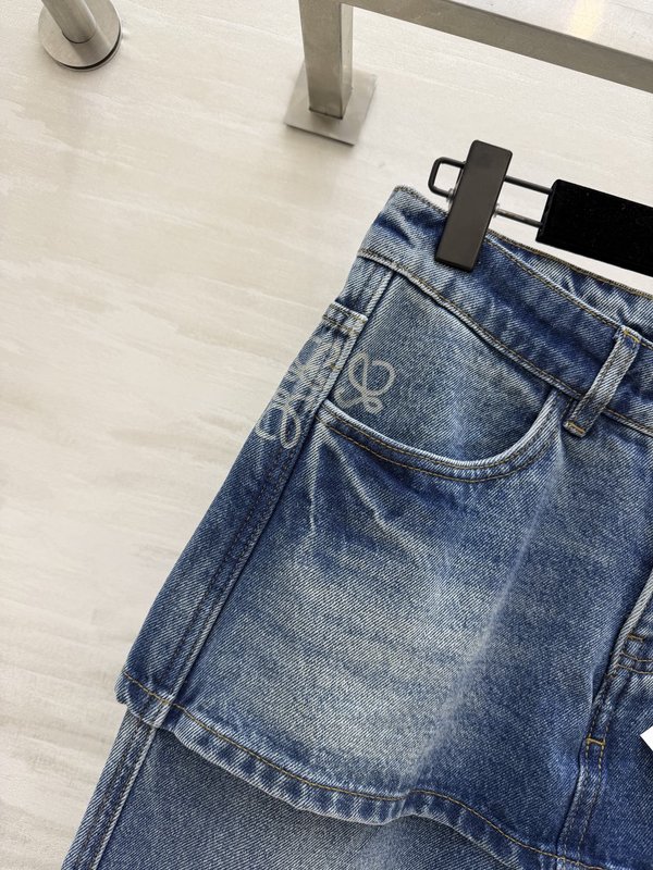 가짜 투 레이어드 와이드 데님 팬츠 001-234119