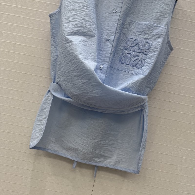 로에베 로고 자수 민소매 셔츠 001-234134