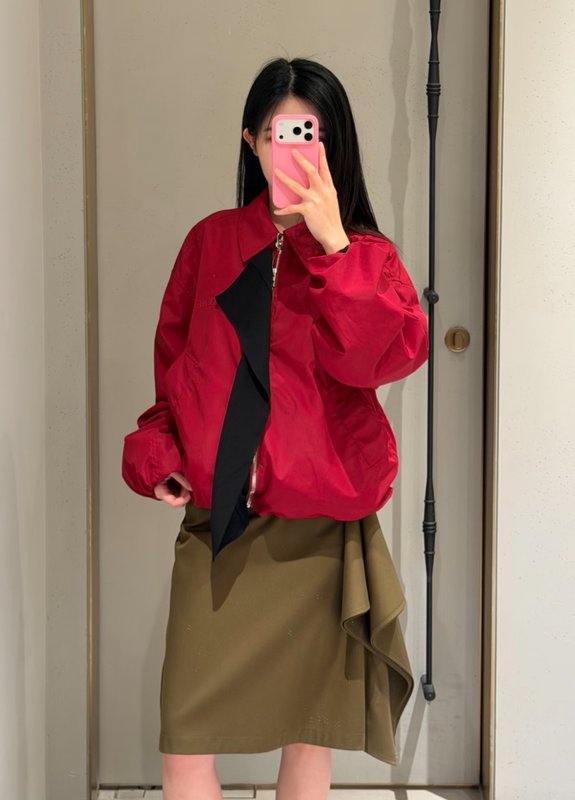로에베 올리브 그린 불규칙 미디 스커트 001-234251