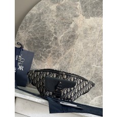 디올 블랙 오블리크 프린트 플랩 웨이스트백 001-234927