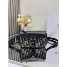 디올 바비 지퍼 핸드백 블루 캔버스 001-235052