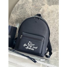 디올 앤 힐튼 넬 한정판 네이비 그레인드 레더 백팩 001-235144