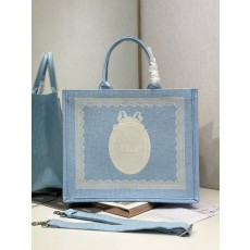 디올 블루 자수 토트백 001-235189