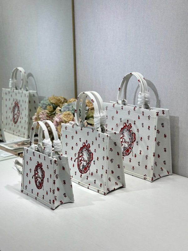 디올 클래식 레드 미러 쇼핑백 숄더스트랩 포함 001-235252