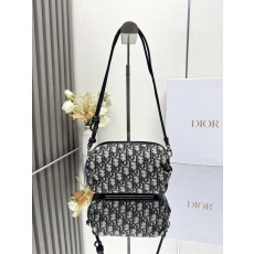 디올 보우 오블리크 프린트 클러치백 블루 캔버스 001-235276