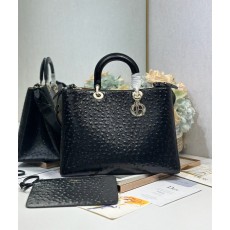 디올 트주르 블랙 오스트리치 빅 사이즈 핸드백 001-235303