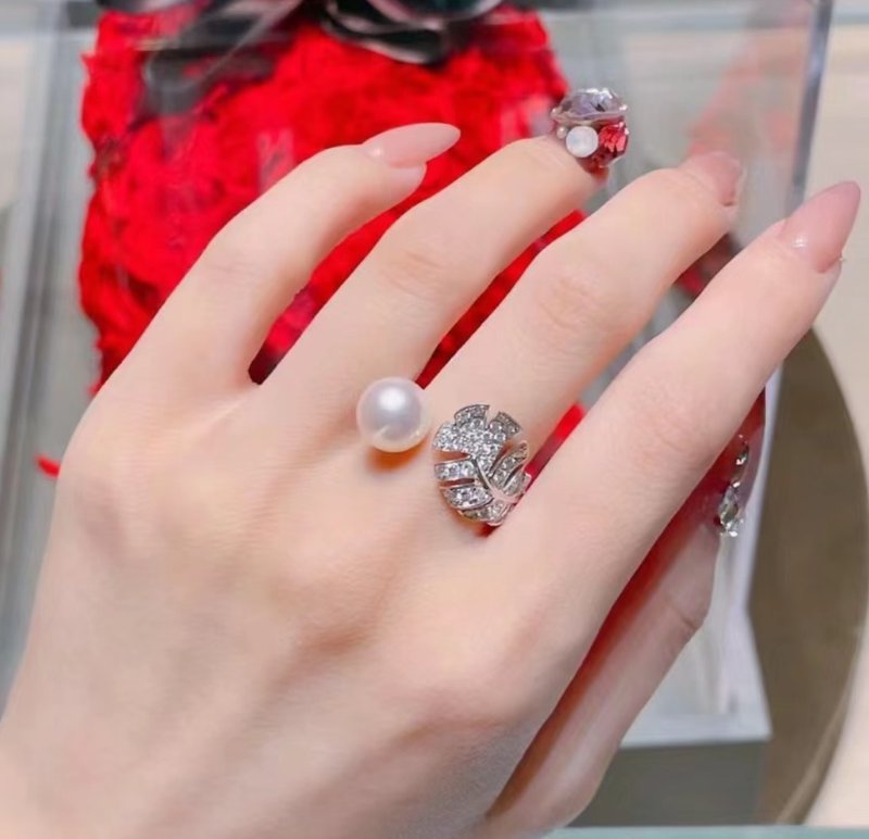 샤넬스타일 깃털 진주 오픈 링 001-235498