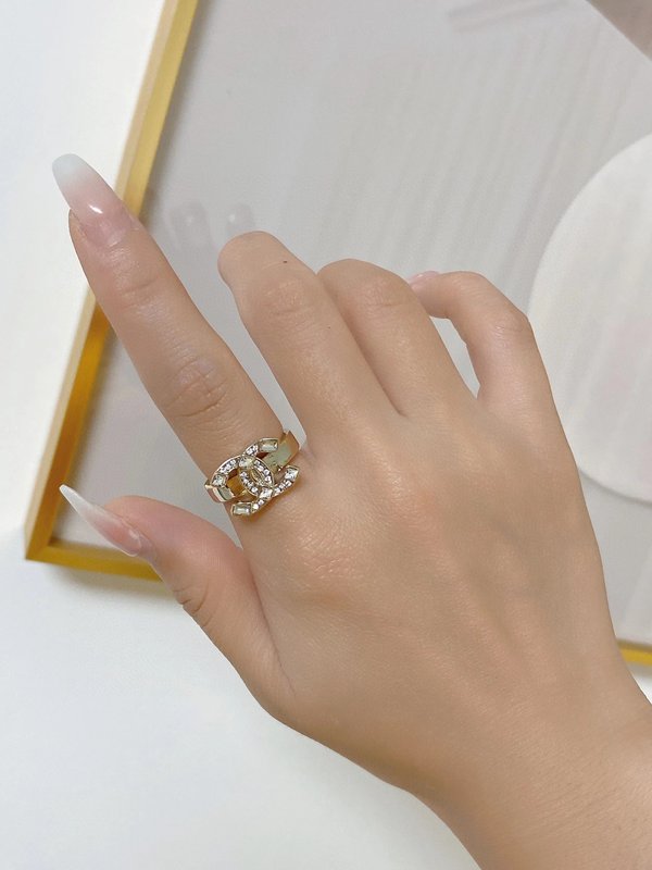 샤넬 스타일 더블 C 다이아몬드 반지 001-235504