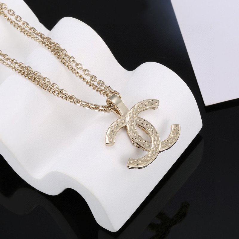 샤넬 스타일 더블 C 로고 목걸이 001-235511