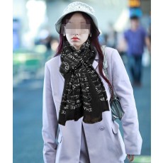 샤넬 스타일 양면 링 벨벳 프린트 롱 스카프 001-235513