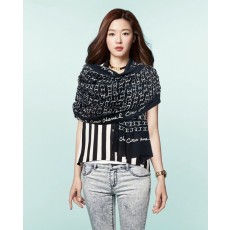 샤넬 스타일 양면 링 벨벳 프린트 숄 001-235514