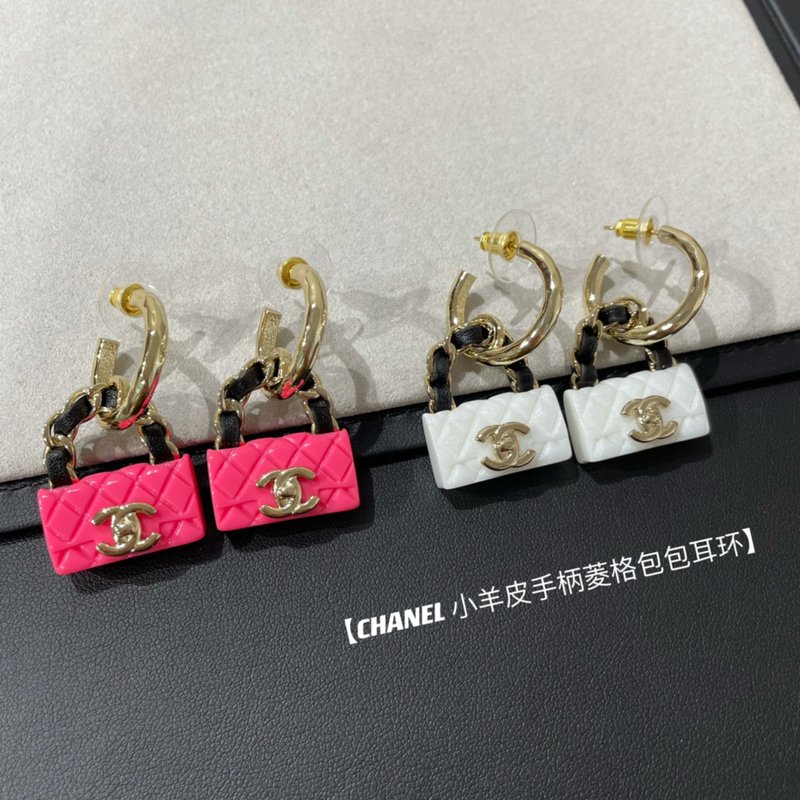 샤넬 스타일 양가죽 핸들 퀼팅 귀걸이 001-235527