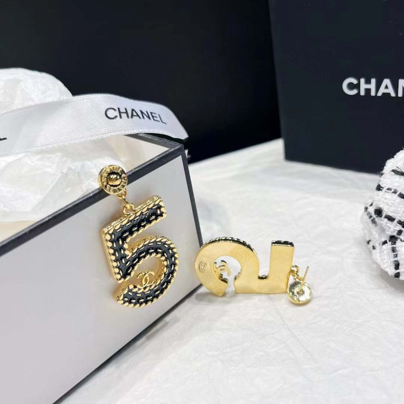 샤넬 스타일 데님 더블 C 숫자 5 귀걸이 001-235537