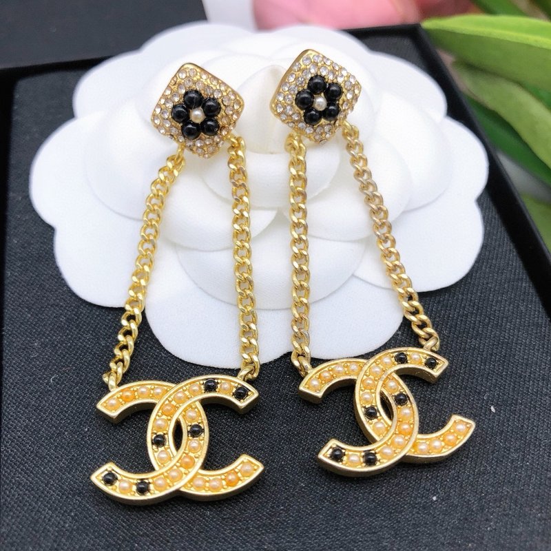 샤넬풍 빈티지 꽃 진주 귀걸이 001-235539