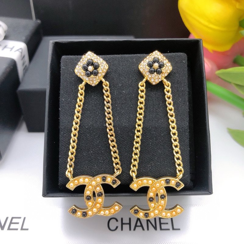 샤넬풍 빈티지 꽃 진주 귀걸이 001-235539