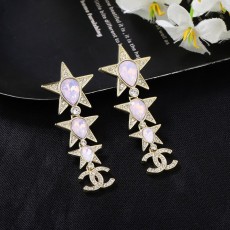 샤넬 스타일 컬러 다이아몬드 로고 황금 귀걸이 001-235597