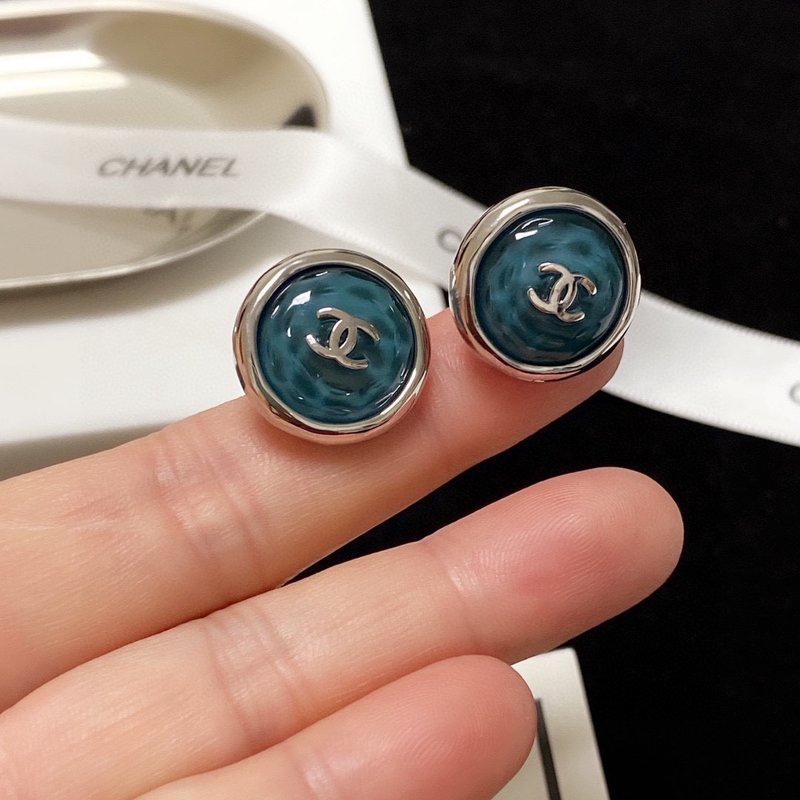 샤넬 스타일 네이비 카멜리아 이어링 001-235611