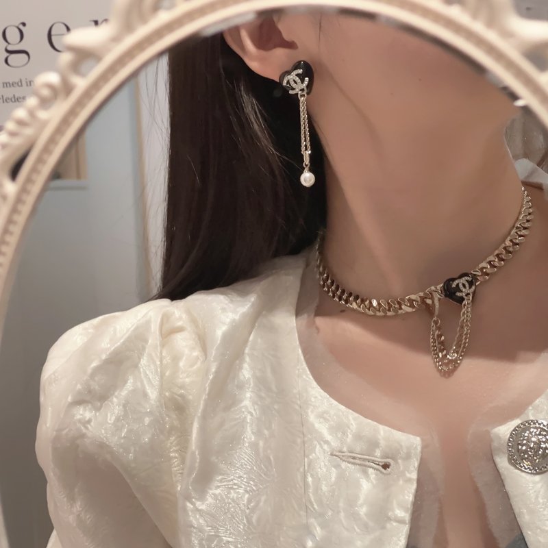 샤넬 스타일 하트 펜던트 목걸이 001-235649
