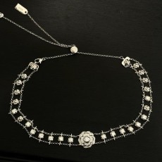 샤넬 스타일 카멜리아 실버 목걸이 001-235667