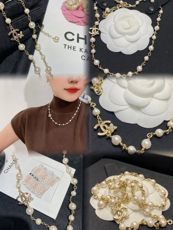 샤넬 스타일 카멜리아 더블 C 진주 초커 001-235679
