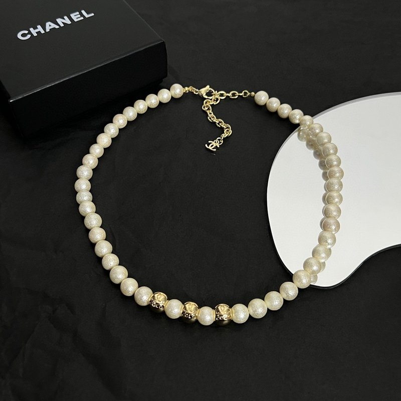 빈티지 더블 C 진주 목걸이 001-235683