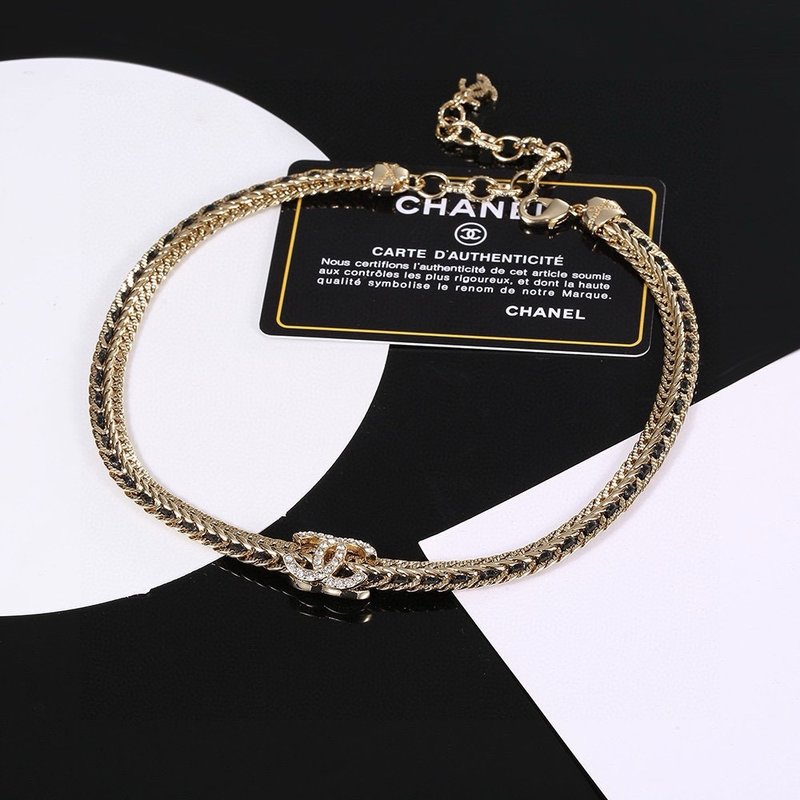 샤넬 스타일 황동 벨트 목걸이 001-235705