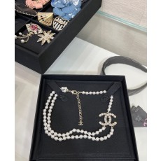 하트 다이아몬드 더블 C 진주 목걸이 001-235717