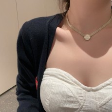샤넬 스타일 더블 텍스처 체인 빈티지 골드 목걸이 001-235718
