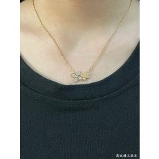 루이 더블 플라워 골드 다이아몬드 목걸이 001-235810