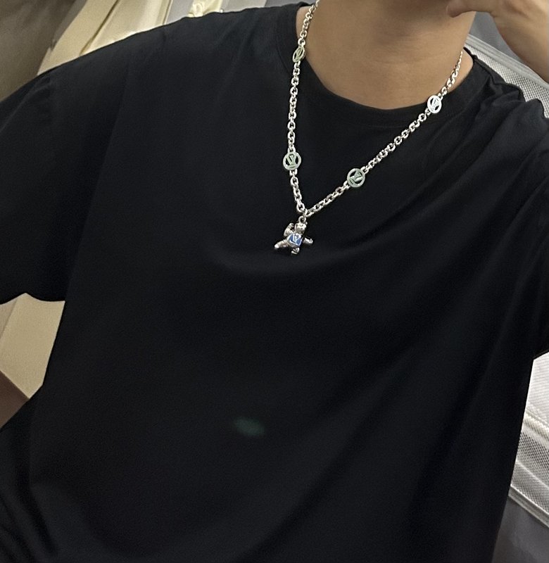 루이 빈티지 실버 스타일 체인 목걸이 001-235870