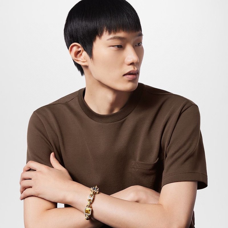 파라다이스 스톤 황금 체인 V 자 데이지 팔찌 001-235872