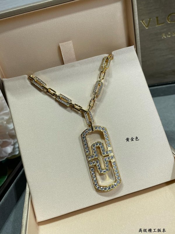 불가리 스타일 오픈워크 클립 풀 다이아몬드 목걸이 001-236081
