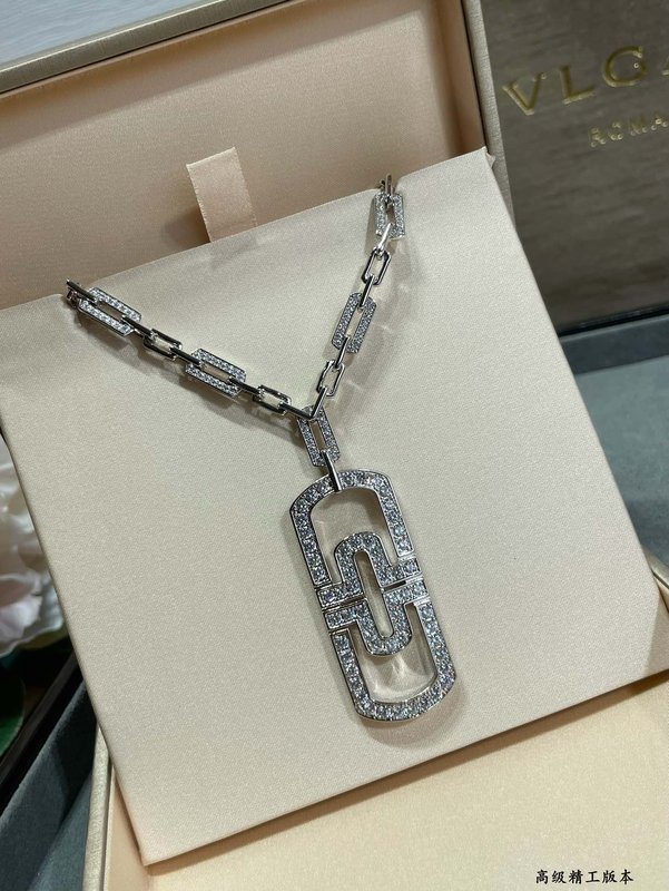 불가리 스타일 오픈워크 클립 풀 다이아몬드 목걸이 001-236081