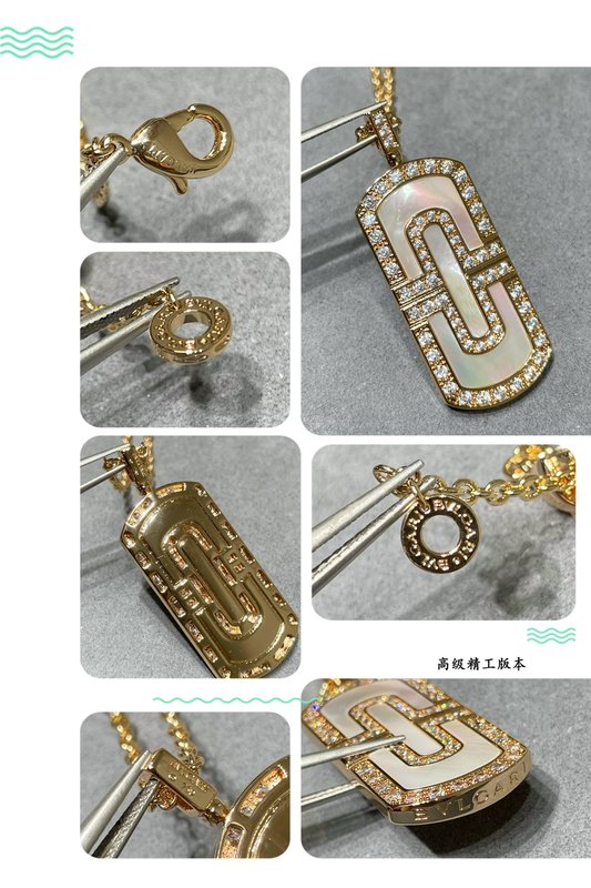 불가리 스타일 백모자 진주 클립 풀 다이아몬드 목걸이 001-236083
