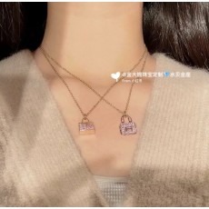 에르메스 스타일 핑크 다이아몬드 가방 목걸이 001-236215