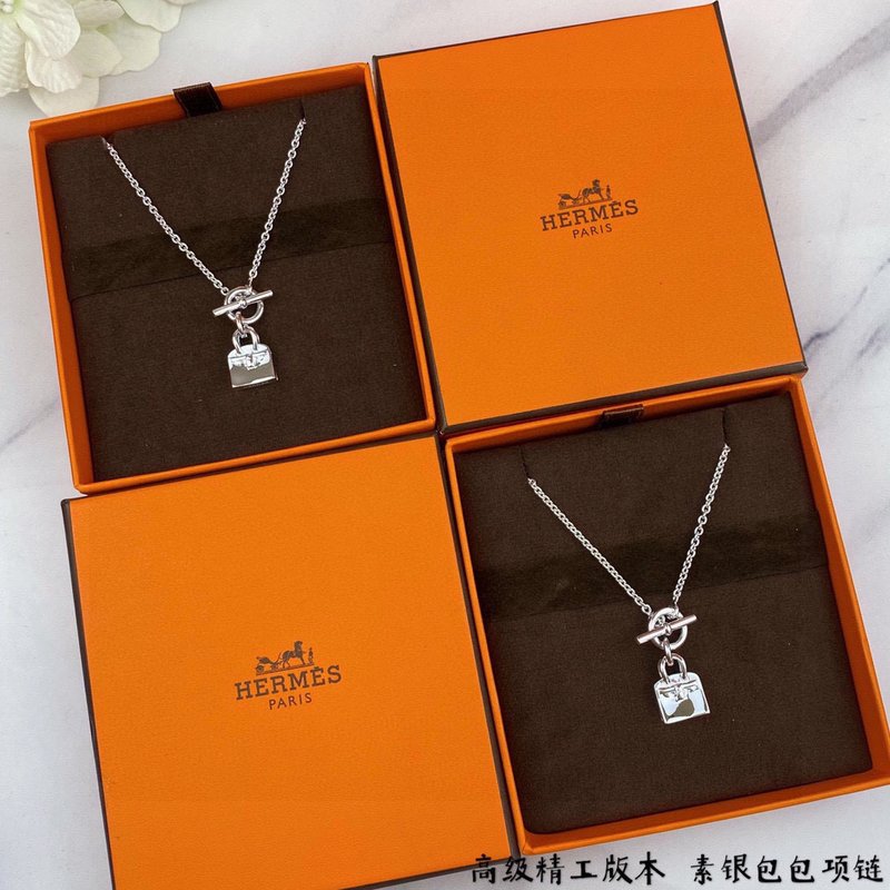 에르메스 백 모양 실버 목걸이 001-236216