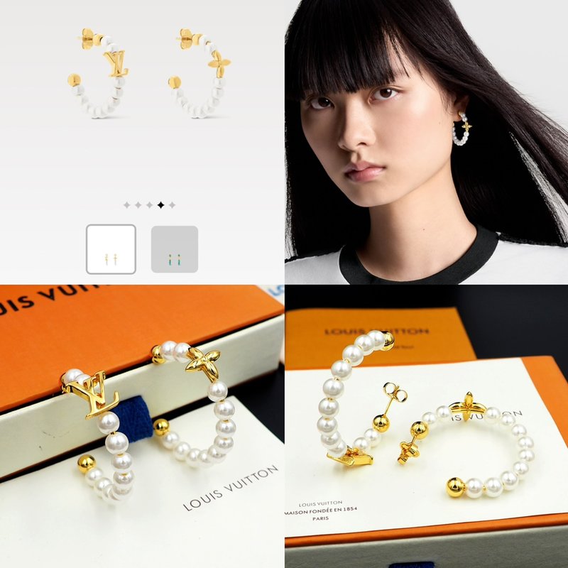 루이 V 펄 비대칭 디자인 이어링 001-236344